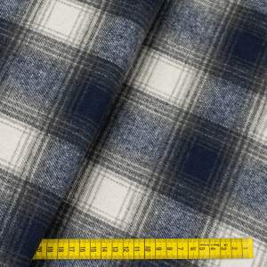 Tkanina płaszczowa wzór krata kolor granatowy/szary