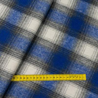 Tkanina płaszczowa wzór krata kolor szary/chaber