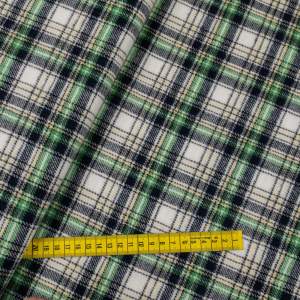 Tkanina płaszczowa wzór krata kolor zielony/żółty/czarny