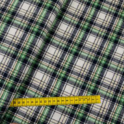 Tkanina płaszczowa wzór krata kolor zielony/żółty/czarny