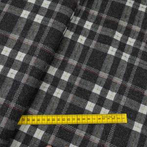 Tkanina płaszczowa wzór krata w odcieniach szarości ze złotą nitką