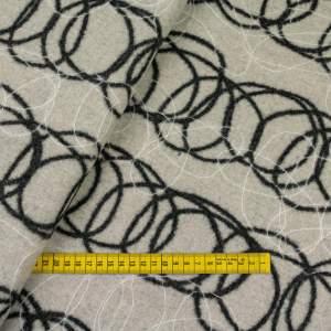 Tkanina płaszczowa kolor ecru wzór czarny