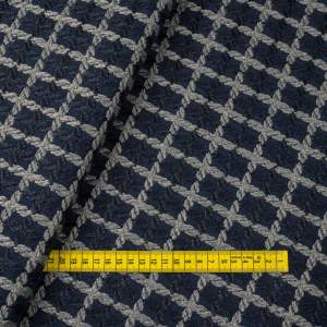 Tkanina płaszczowa wzór krata odcieniach szarości na granatowym tle