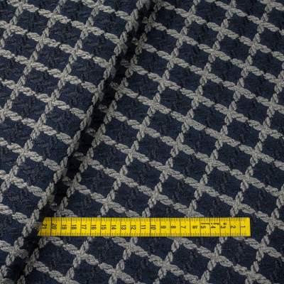 Tkanina płaszczowa wzór krata odcieniach szarości na granatowym tle