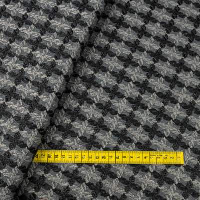 Tkanina płaszczowa wzór krata odcieniach szarości na szarym tle