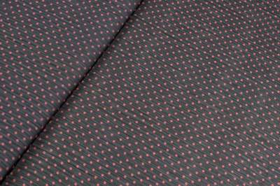 Tkanina szyfon wzór groszki różowe na czarnym tle