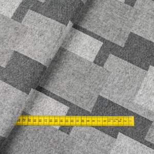 Tkanina płaszczowa wzór geometryczny w odcieniach szarości