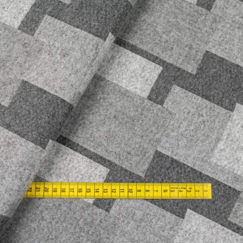 Tkanina płaszczowa wzór geometryczny w odcieniach szarości