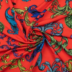 Tkanina Silki wzór włoski na czerwonym tle