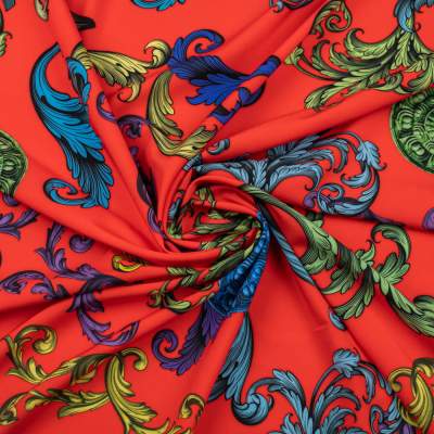 Tkanina Silki wzór włoski na czerwonym tle