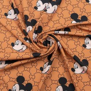 Tkanina Silki wzór Myszka kolor brązowy