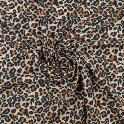 Tkanina Silki wzór panterka odcienie brązu