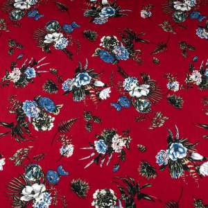 Tkanina Wiskoza – wzór kwiaty, kolor czerwony