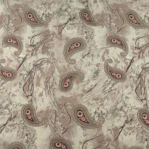 Tkanina Wiskoza – wzór Paisley, kolor beżowy