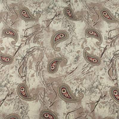 Tkanina Wiskoza – wzór Paisley, kolor beżowy