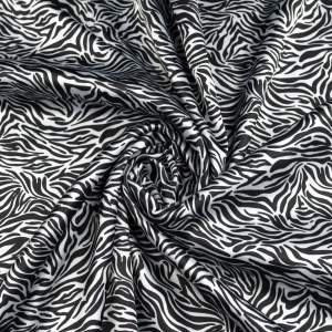 Tkanina Satyna lycra wzór zebra kolor biały