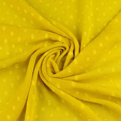 Tkanina Szyfon wzór groszki 3D kolor żółty