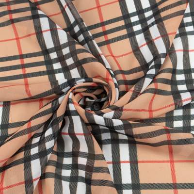 Tkanina Szyfon wzór krata kolor beżowy