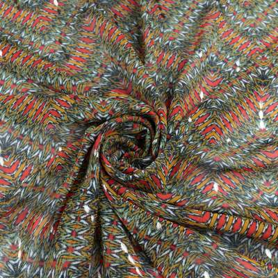 Tkanina Szyfon wzór zygzak kolor miodowy