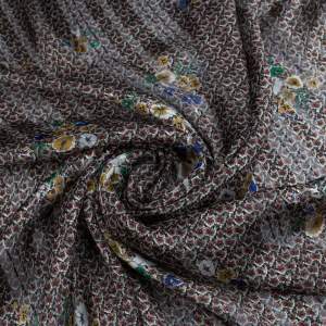 Tkanina Szyfon wzór kwiatki kolor granatowy