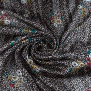 Tkanina Szyfon wzór kwiatki kolor czerwony