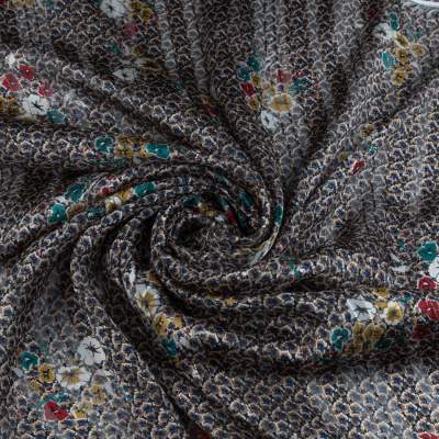 Tkanina Szyfon wzór kwiatki kolor czerwony