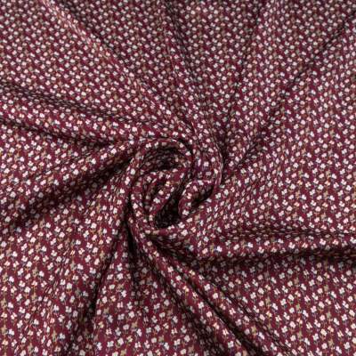 Tkanina Szyfon wzór kwiatki kolor bordowy