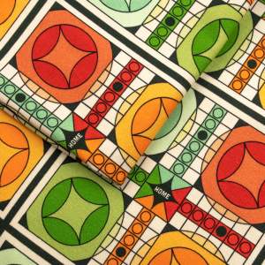 Dzianina bawełniana GOTS wzór wzór orientalny odcienie pomarańczowego