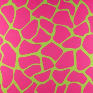 Tkanina Wiskoza Twill – wzór żyrafa, kolor różowy i zielony