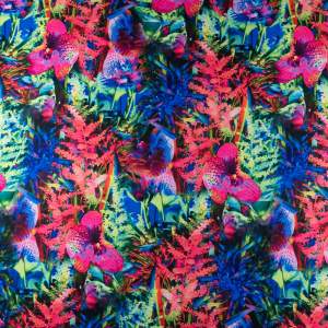 Tkanina Wiskoza Twill – wzór kwiaty, odcienie różowego