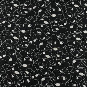 Tkanina Szyfon wzór biały łańcuszek czarne tło
