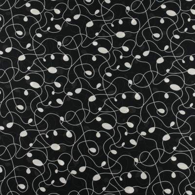 Tkanina Szyfon wzór biały łańcuszek czarne tło