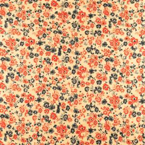 Dzianina ITY wzór kwiaty na brzoskwiniowym tle