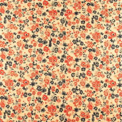 Dzianina ITY wzór kwiaty na brzoskwiniowym tle