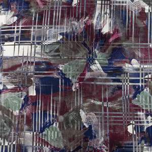 Tkanina Wiskoza – wzór kwiaty, kolor zielony i granatowy