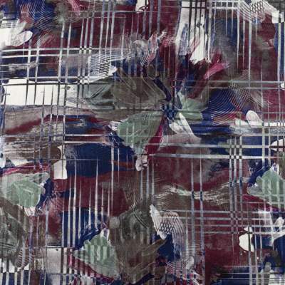 Tkanina Wiskoza – wzór kwiaty, kolor zielony i granatowy