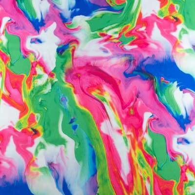 Tkanina Wiskoza Twill – wzór mazany, odcienie różu i zieleni