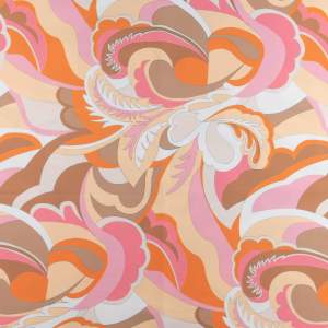 Szyfon jedwabny wzór liście odcienie różu i brązu