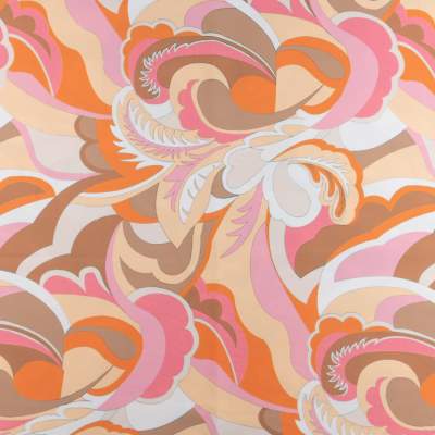 Szyfon jedwabny wzór liście odcienie różu i brązu