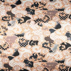 Tkanina Satyna lycra wzór włoski złote ornamenty