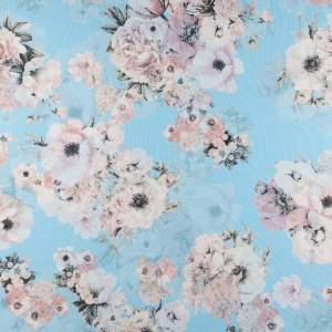 Szyfon w kwiaty tło kolor błękitny