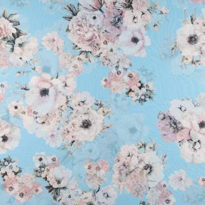 Szyfon w kwiaty tło kolor błękitny