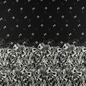 Szyfon wzór kokardy na czarnym tle