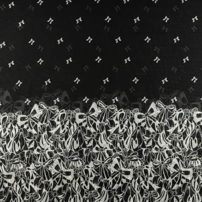 Szyfon wzór kokardy na czarnym tle