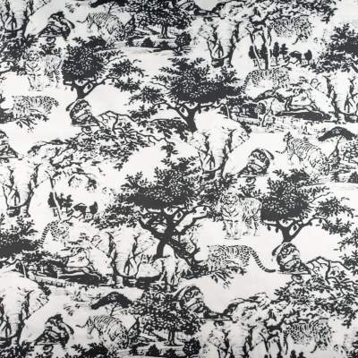 Tkanina Satyna lycra typ dior biało czarny dżungla
