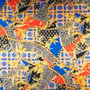 Tkanina Satyna lycra wzór włoski krata 