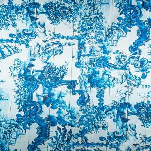 Tkanina Satyna lycra włoski niebieski kręty latarnie