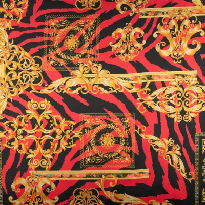 Tkanina Satyna lycra wzór włoski zebra kolor czerwony