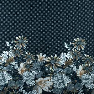 Dzianina swetrowa wzór kwiaty kolor czarnyc 150x90