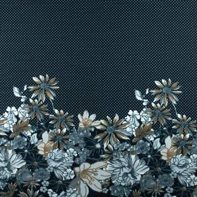 Dzianina swetrowa wzór kwiaty kolor czarnyc 150x90